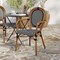 Merrick Lane Mael Set of Two Stacking Thonet Bistro Style Chair with Arms, Textilene Seat, and Bamboo Finished Metal Frame for Indoor/Outdoor Use